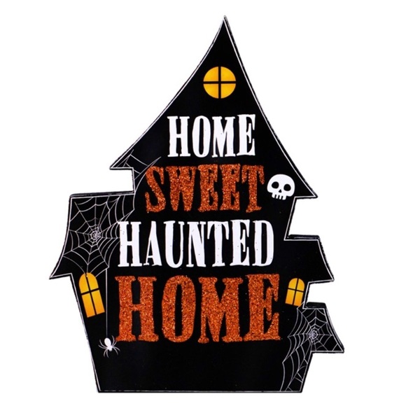 HP Brand NWT Home Sweet Haunted Home Shaped Table Top/Ledge Halloween Decor Sign - Picture 8 of 8